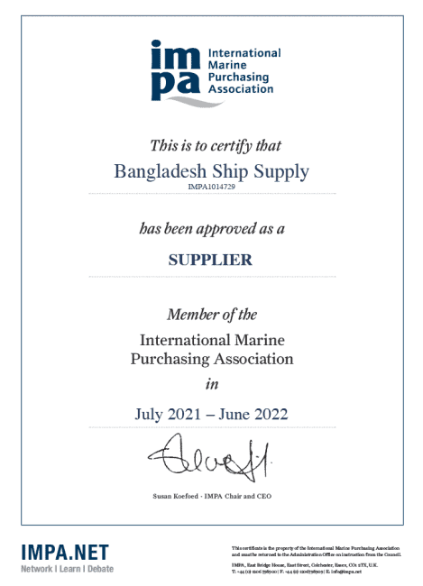 IMPA Certificate 2021_22 - Bangladesh Ship Supply